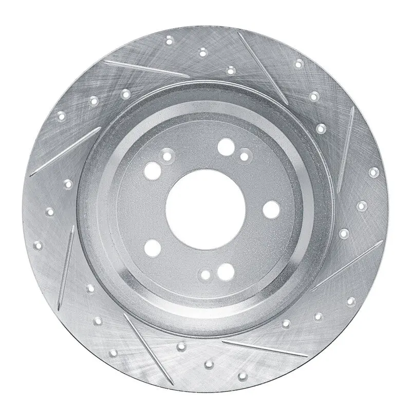 R1 21-25 Genesis Gv70 Rear Right Drilled & Slotted Silver Brake Rotor 1