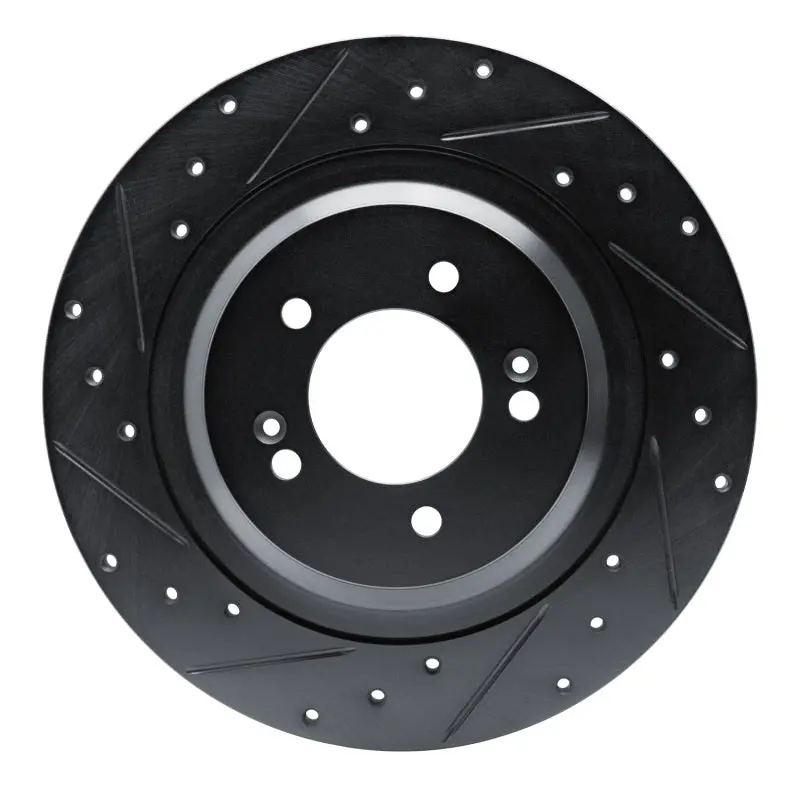 R1 21-25 Hyundai Sonata Rear Left Drilled & Slotted Black Brake Rotor 1