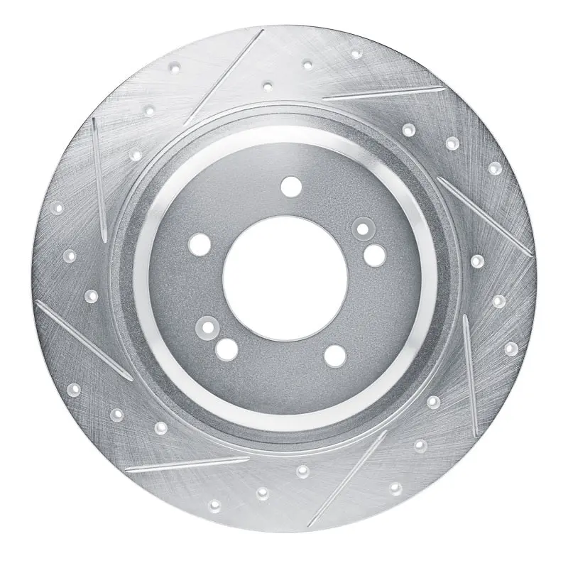 R1 21-25 Hyundai Sonata Rear Left Drilled & Slotted Silver Brake Rotor 1
