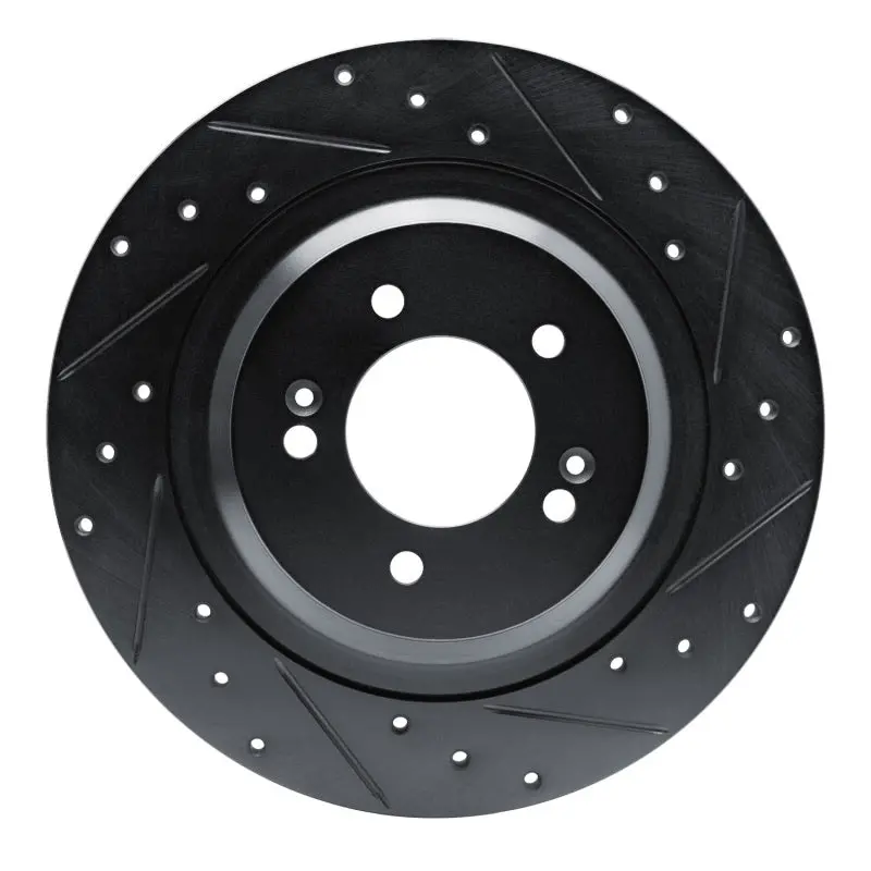 R1 21-25 Hyundai Sonata Rear Right Drilled & Slotted Black Brake Rotor 1