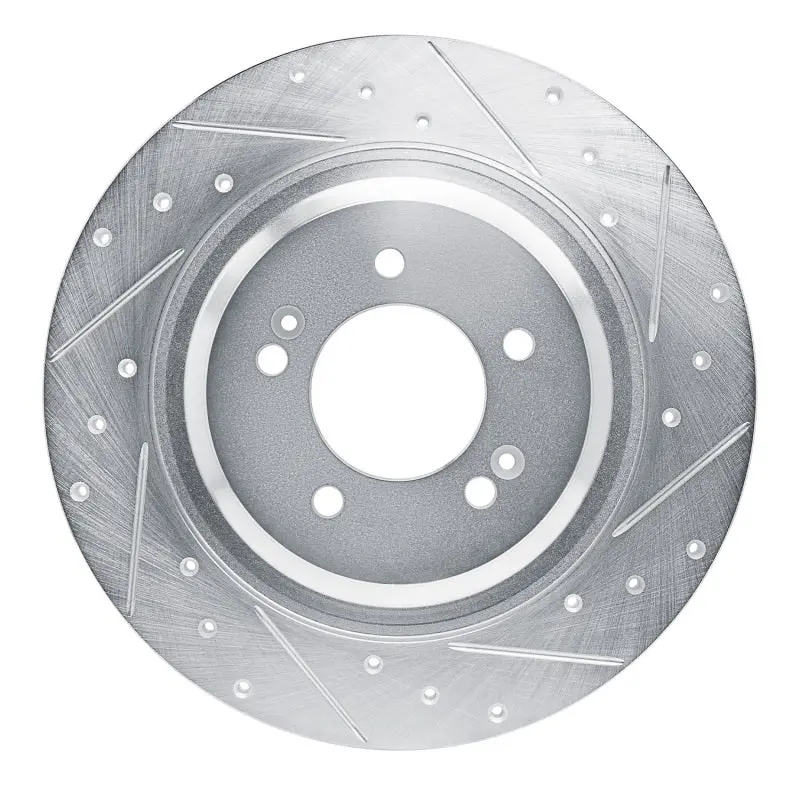 R1 21-25 Hyundai Sonata Rear Right Drilled & Slotted Silver Brake Rotor 1