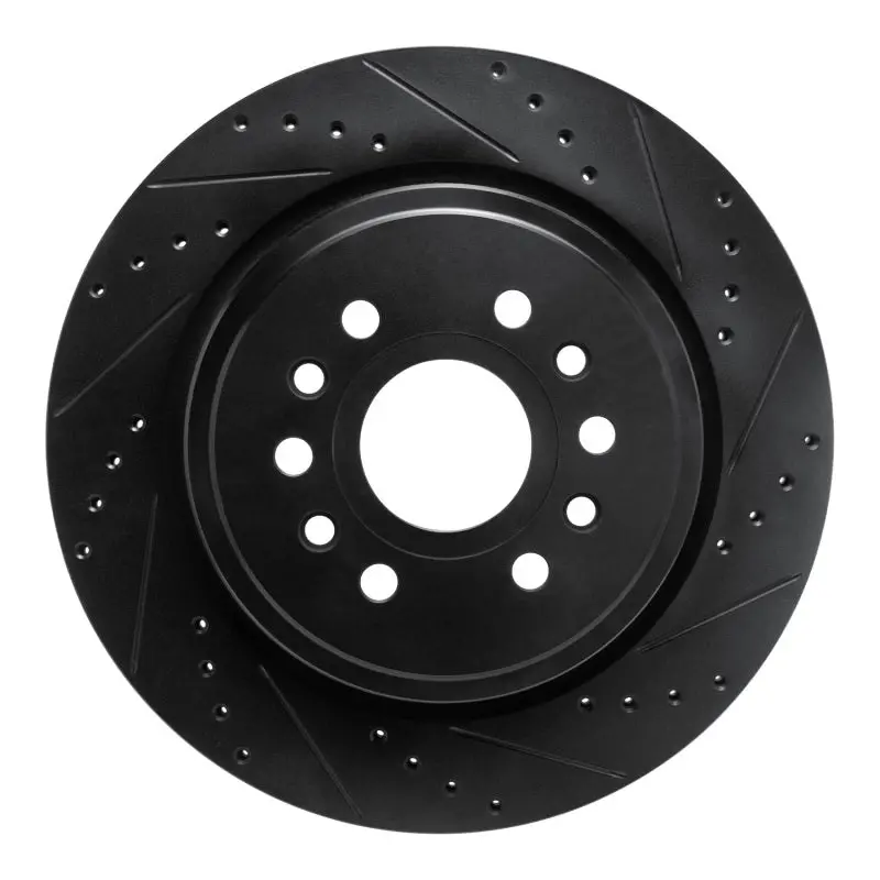 R1 21-25 Jeep Grand Wagoneer L Rear Right Drilled & Slotted Black Brake Rotor 1