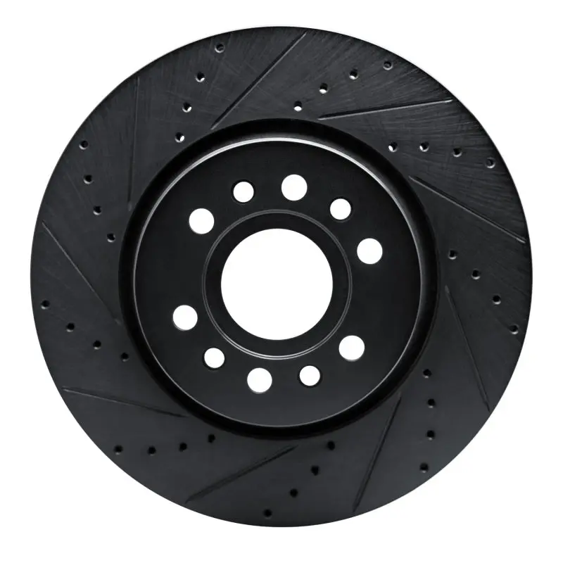 R1 21-25 Jeep Wagoneer Front Left Drilled & Slotted Black Brake Rotor 1