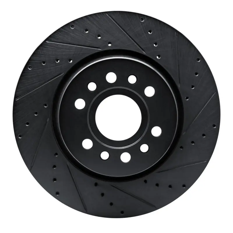 R1 21-25 Jeep Wagoneer L Front Right Drilled & Slotted Black Brake Rotor 1