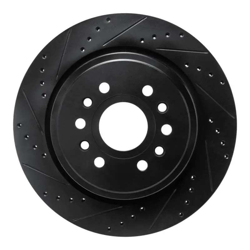 R1 21-25 Jeep Wagoneer L Rear Left Drilled & Slotted Black Brake Rotor 1