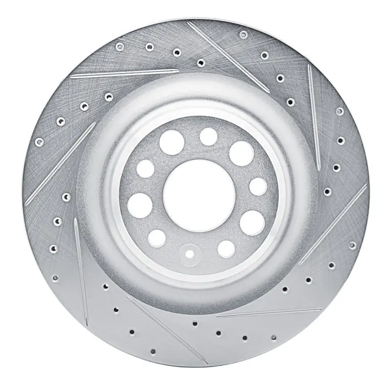 R1 21-25 Tesla Model S Rear Right Drilled & Slotted Silver Brake Rotor 1