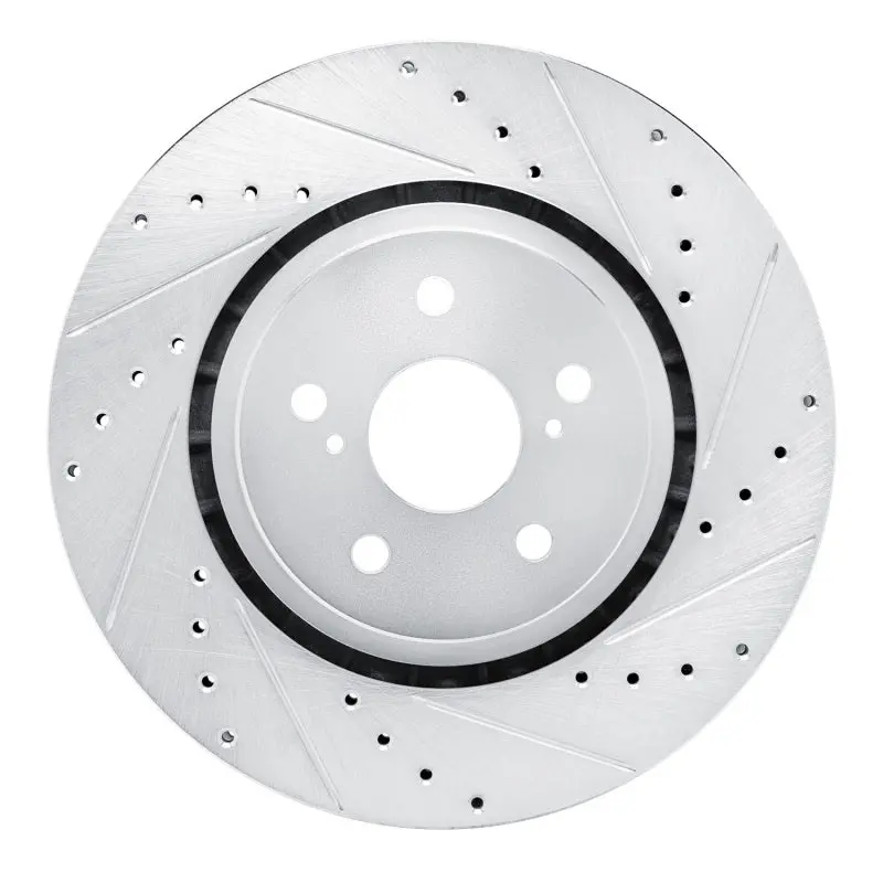 R1 21-25 Toyota Rav4 Prime (Plug-In Hybrid) Front Right Drilled & Slotted Silver Brake Rotor 1