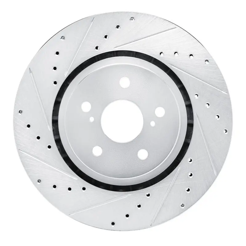 R1 21-25 Toyota Sienna Front Left Drilled & Slotted Silver Brake Rotor 1