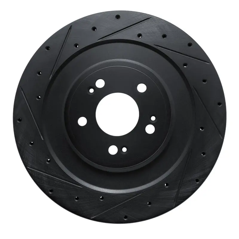 R1 21-26 Genesis Electrified Gv70 Rear Left Drilled & Slotted Black Brake Rotor 1