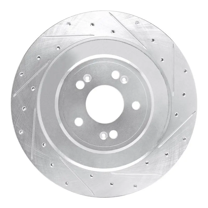 R1 21-26 Genesis G80 Rear Right Drilled & Slotted Silver Brake Rotor 1