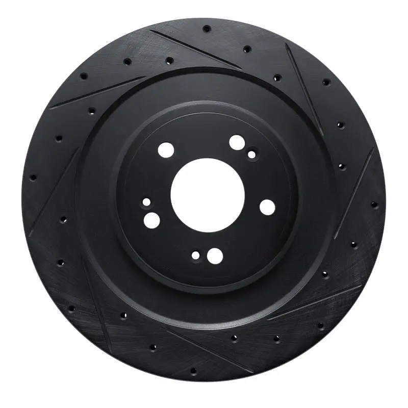 R1 21-26 Genesis Gv70 Rear Right Drilled & Slotted Black Brake Rotor 1
