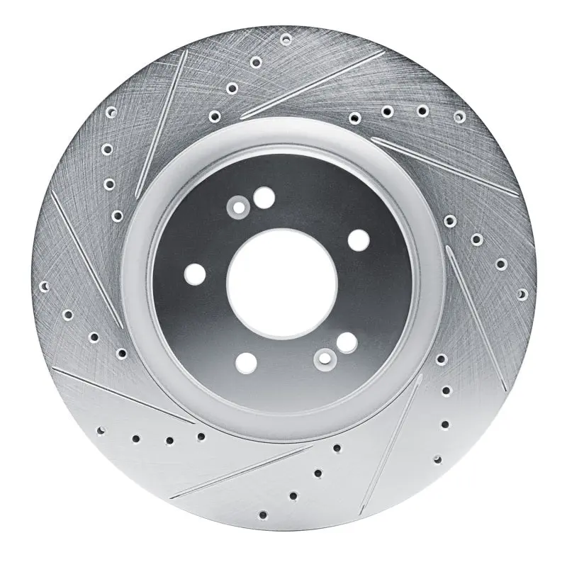 R1 21-26 Hyundai Sonata Front Left Drilled & Slotted Silver Brake Rotor 1