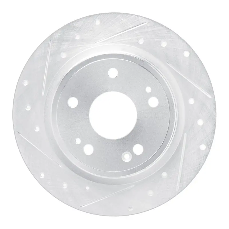R1 22-25 Acura Integra Rear Left Drilled & Slotted Silver Brake Rotor 1