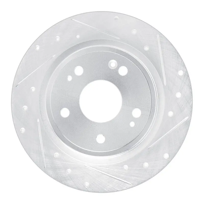 R1 22-25 Acura Integra Rear Right Drilled & Slotted Silver Brake Rotor 1