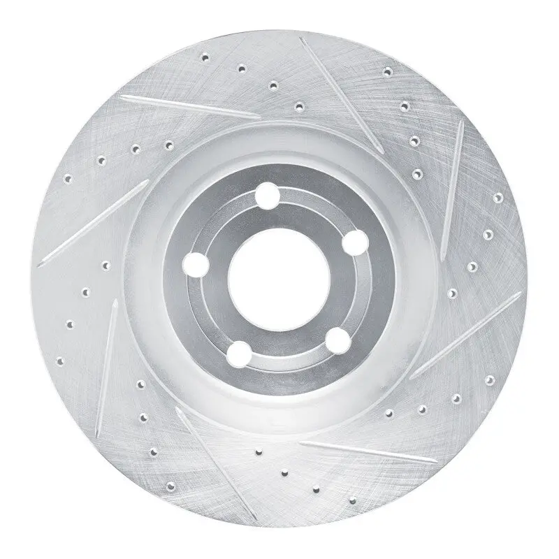 R1 22-25 Ford Maverick Front Right Drilled & Slotted Silver Brake Rotor 1
