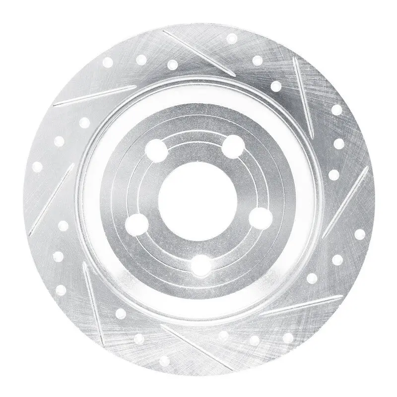 R1 22-25 Ford Maverick Rear Right Drilled & Slotted Silver Brake Rotor 1