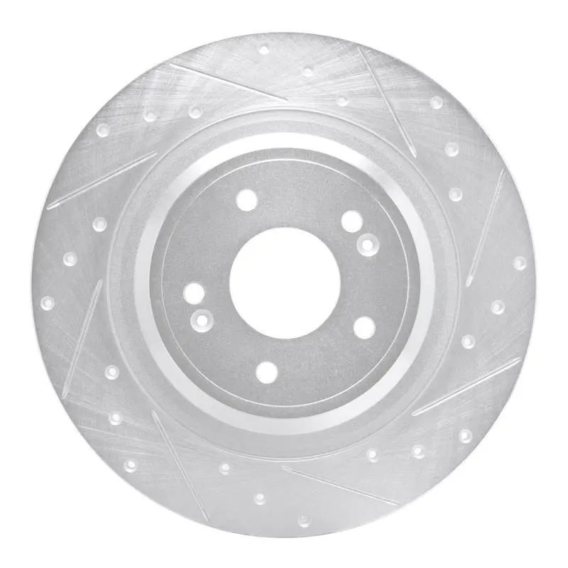 R1 22-25 Hyundai Ioniq 5 Rear Right Drilled & Slotted Silver Brake Rotor 1