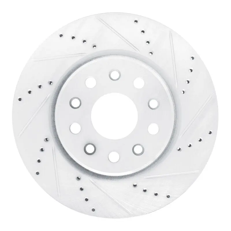 R1 22-25 Jeep Grand Cherokee Front Right Drilled & Slotted Silver Brake Rotor 1