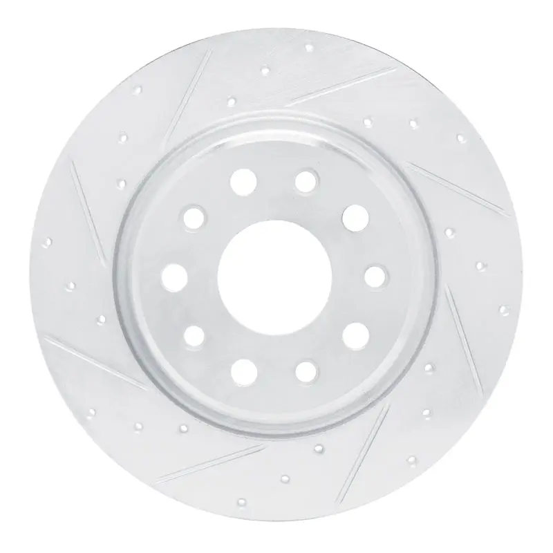 R1 22-25 Jeep Grand Cherokee Rear Left Drilled & Slotted Silver Brake Rotor 1