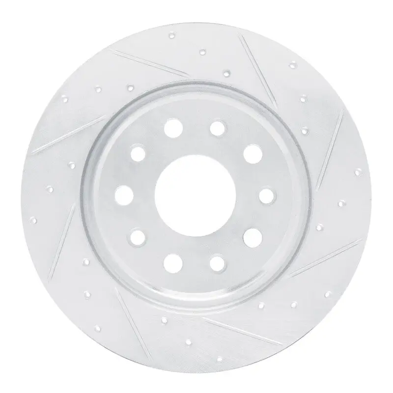 R1 22-25 Jeep Grand Cherokee Rear Right Drilled & Slotted Silver Brake Rotor 1