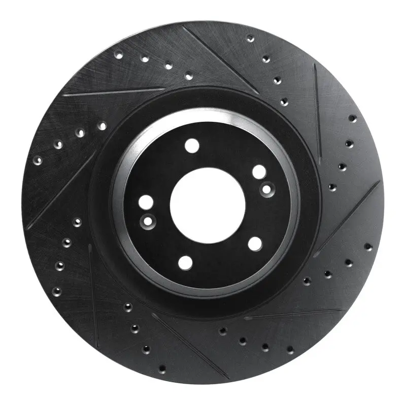 R1 -22 Hyundai Veloster N Front Right Drilled & Slotted Black Brake Rotor 1