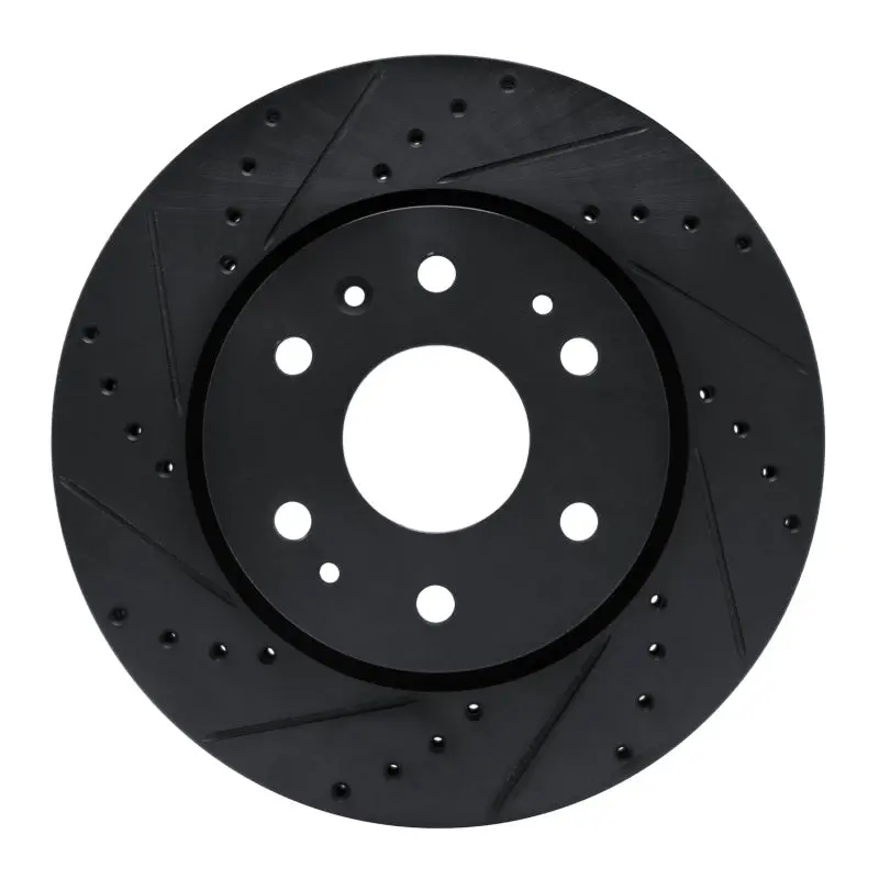 R1 23-25 Chevrolet Colorado Front Left Drilled & Slotted Black Brake Rotor 1