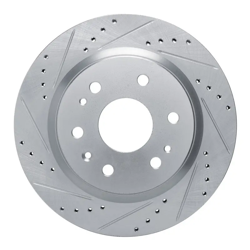 R1 23-25 Chevrolet Colorado Rear Left Drilled & Slotted Silver Brake Rotor 1