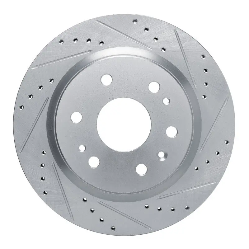 R1 23-25 Chevrolet Colorado Rear Right Drilled & Slotted Silver Brake Rotor 1