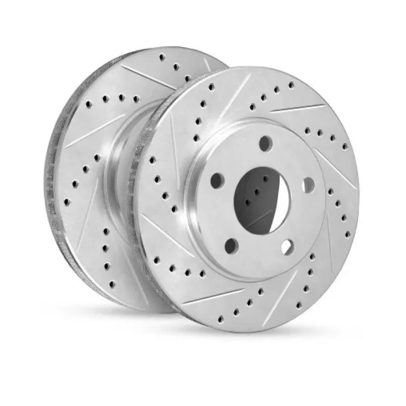 R1 24-25 Mazda Cx-70 Front Left Drilled & Slotted Silver Brake Rotor 1
