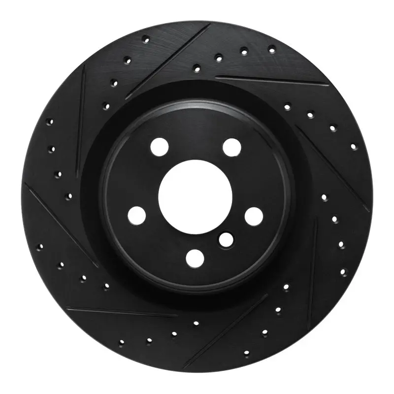 R1 -24 Bmw M235i Xdrive Gran Coupe Rear Left Drilled & Slotted Black Brake Rotor 1
