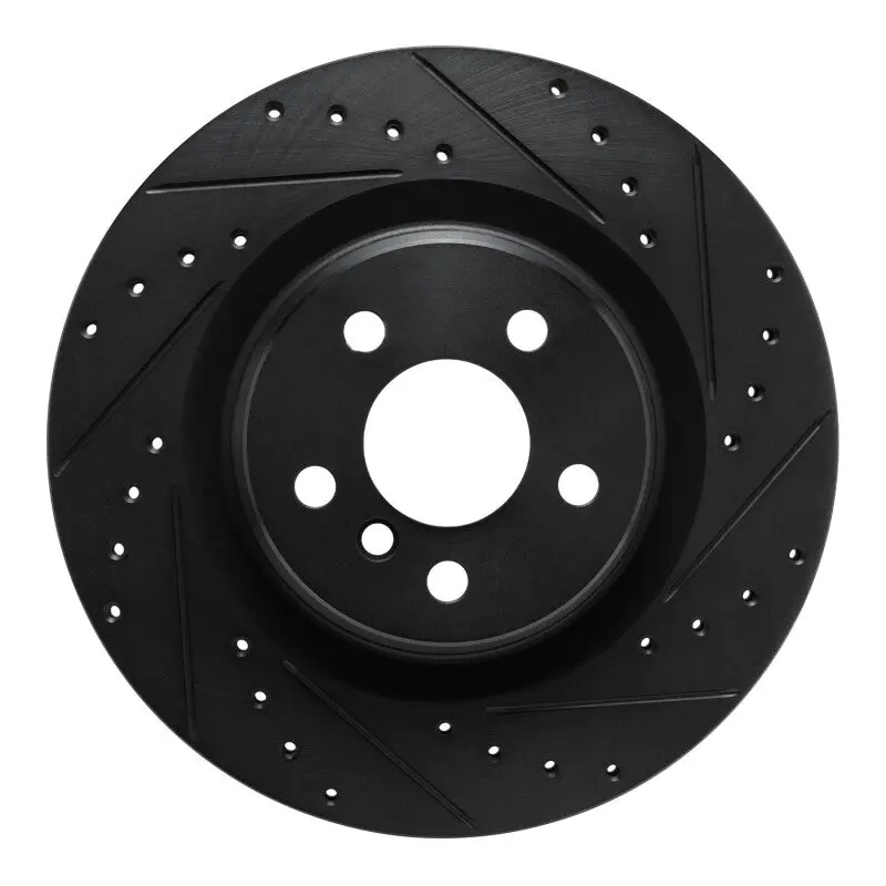 R1 -24 Bmw X2 Rear Right Drilled & Slotted Black Brake Rotor 1