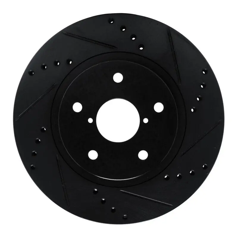 R1 -24 Subaru Forester Front Right Drilled & Slotted Black Brake Rotor 1