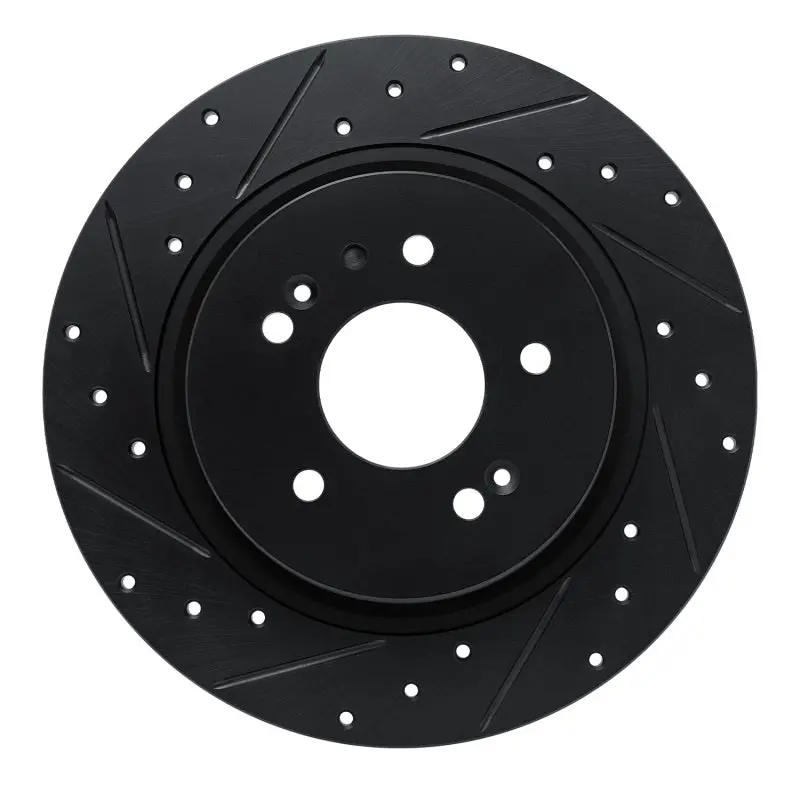 R1 -25 Hyundai Palisade Rear Left Drilled & Slotted Black Brake Rotor 1