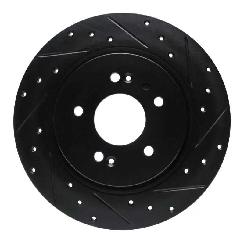 R1 -25 Hyundai Santa Fe Rear Right Drilled & Slotted Black Brake Rotor 1