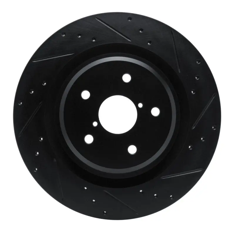 R1 -25 Subaru Ascent Rear Right Drilled & Slotted Black Brake Rotor 1