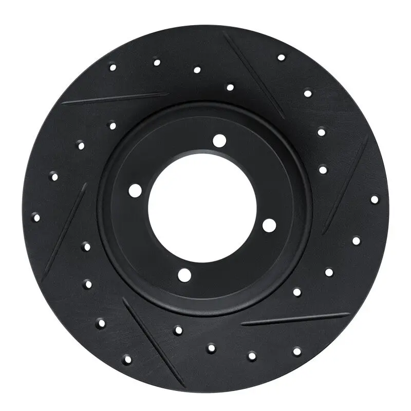 R1 61-76 Triumph Tr250 Front Right Drilled & Slotted Black Brake Rotor 1