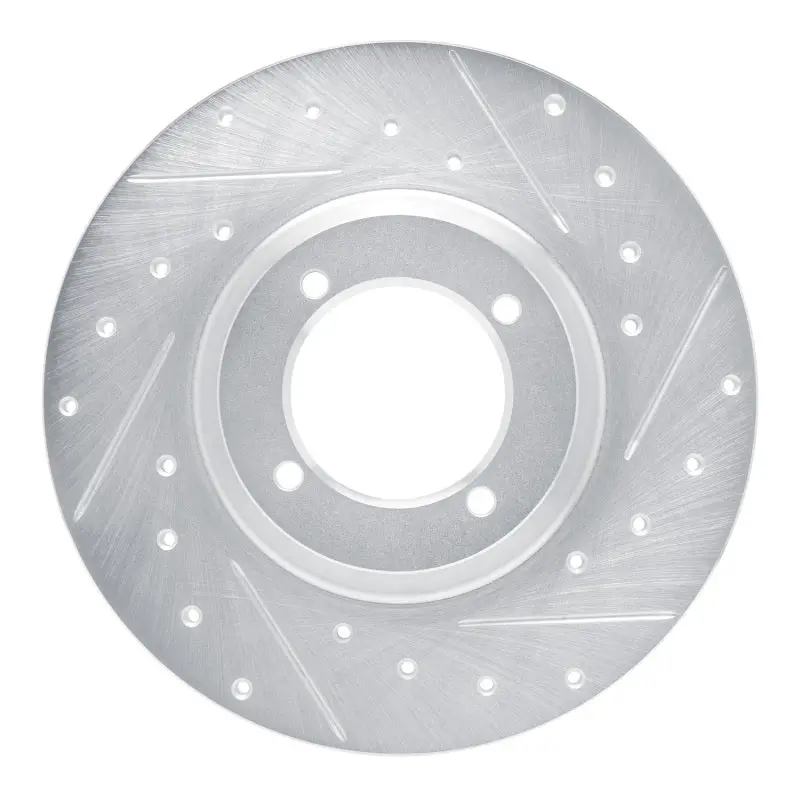 R1 61-76 Triumph Tr250 Front Right Drilled & Slotted Silver Brake Rotor 1