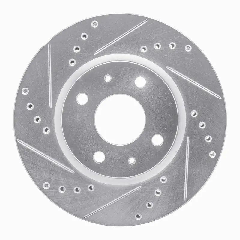 R1 61-76 Triumph Tr3a Front Left Drilled & Slotted Silver Brake Rotor 1