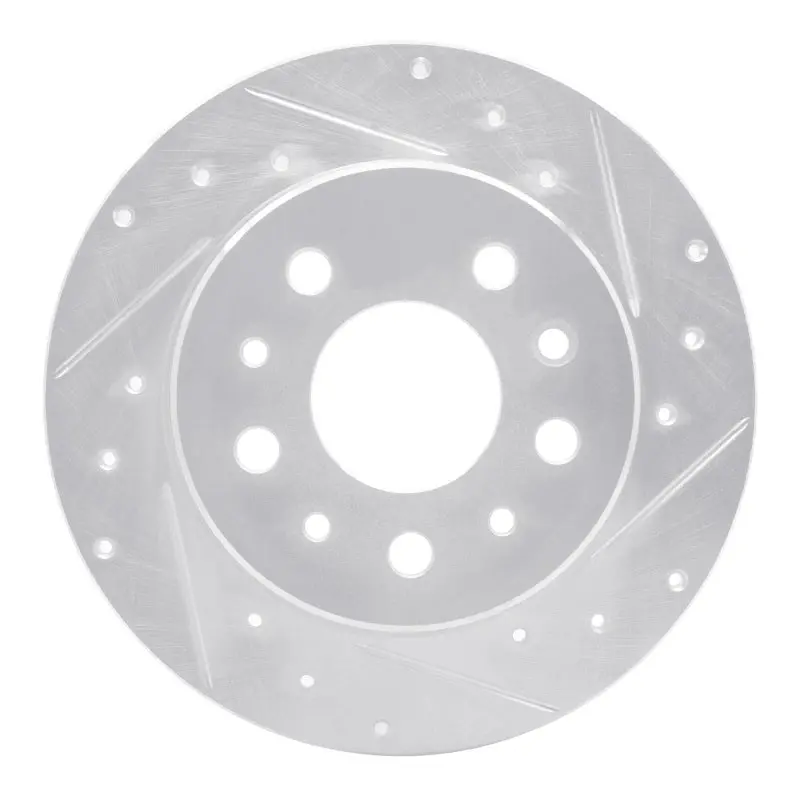 R1 61-91 Mercedes-Benz 220D Rear Right Drilled & Slotted Silver Brake Rotor 1