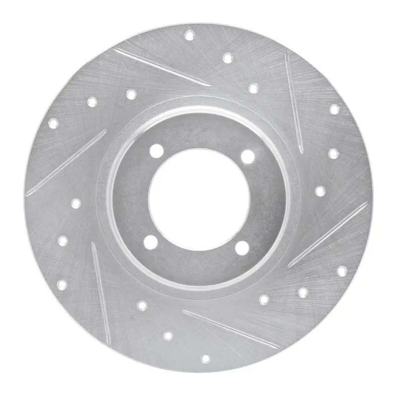R1 62-80 Mg Mgb Front Right Drilled & Slotted Silver Brake Rotor 1