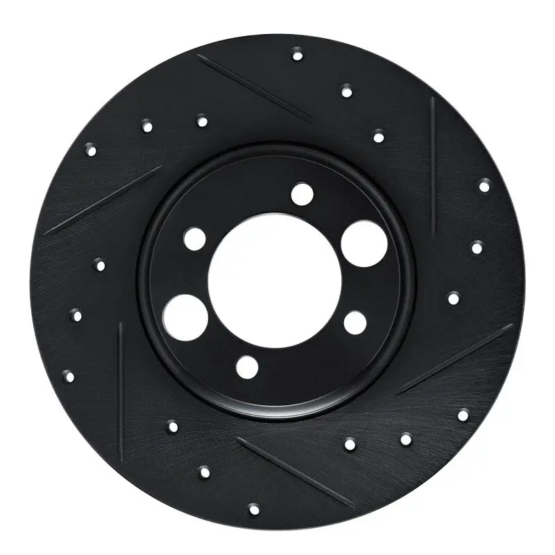 R1 62-87 Jaguar Mark X Rear Right Drilled & Slotted Black Brake Rotor 1