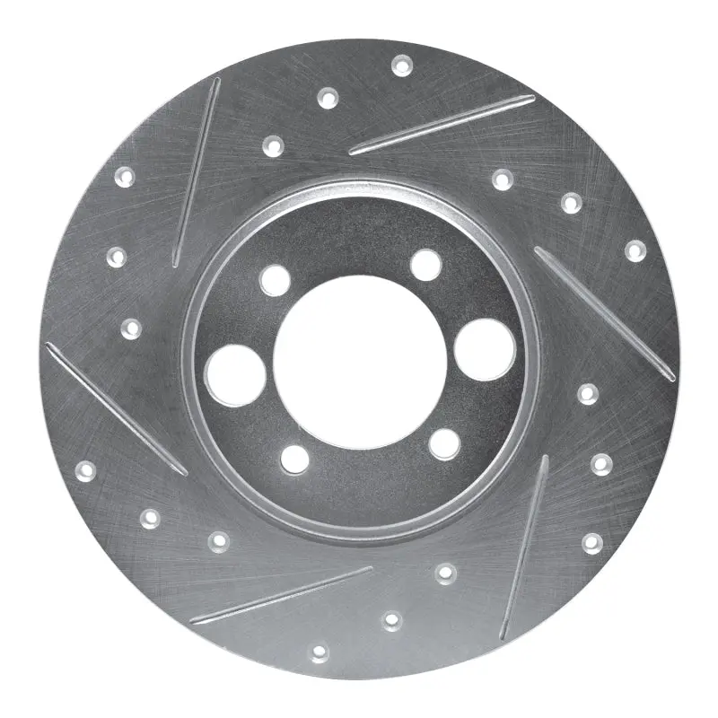 R1 62-87 Jaguar Xke Rear Left Drilled & Slotted Silver Brake Rotor 1