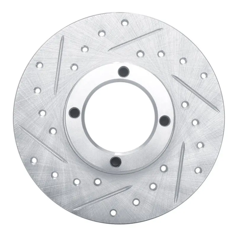 R1 63-79 Austin Healey Sprite Front Left Drilled & Slotted Silver Brake Rotor 1