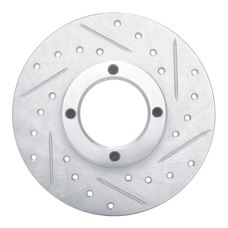 R1 63-79 Austin Healey Sprite Front Right Drilled & Slotted Silver Brake Rotor 1