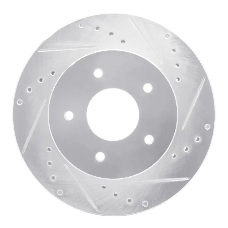 R1 63-82 Chevrolet Corvette Front Right Drilled & Slotted Silver Brake Rotor 1