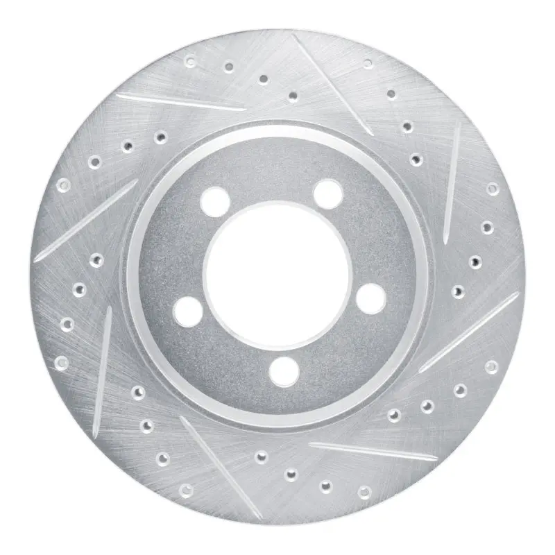 R1 65-66 Ford Country Squire Front Right Drilled & Slotted Silver Brake Rotor 1