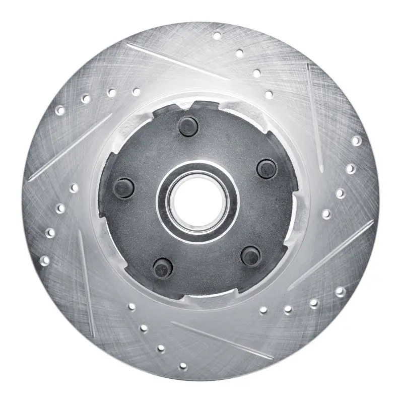 R1 65-67 Ford Ranchero Front Right Drilled & Slotted Silver Brake Rotor 1