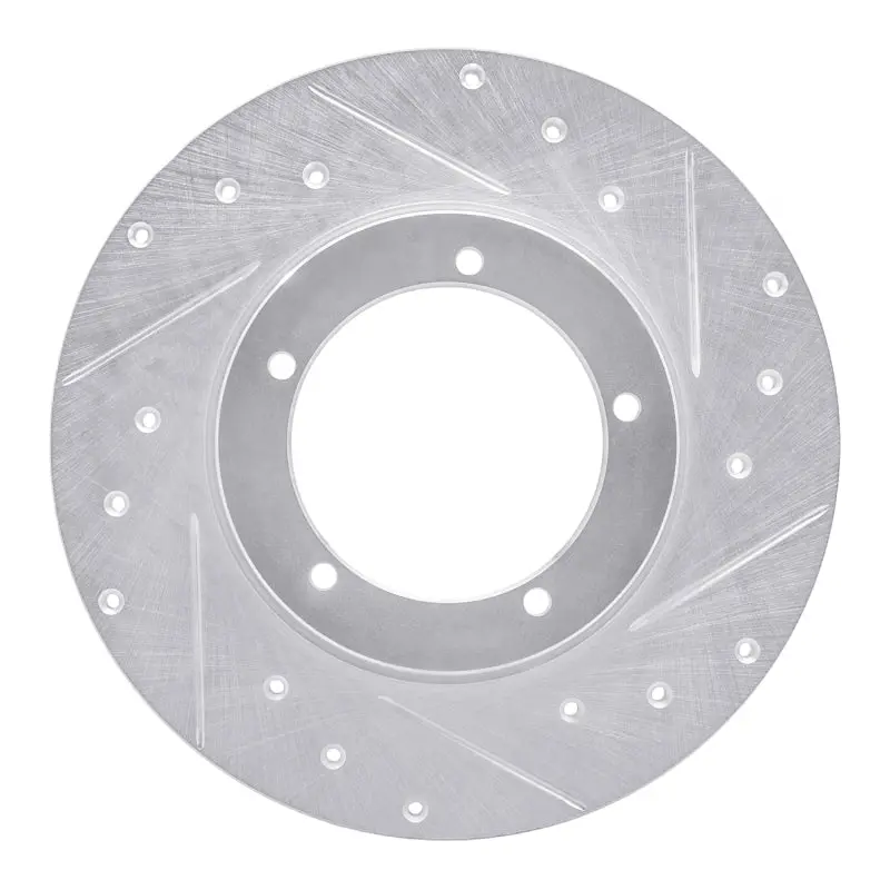R1 65-76 Porsche 911 Front Right Drilled & Slotted Silver Brake Rotor 1