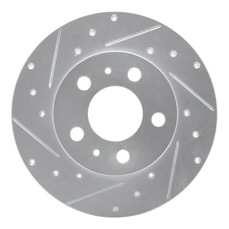 R1 67-72 Volvo 164 Front Left Drilled & Slotted Silver Brake Rotor 1
