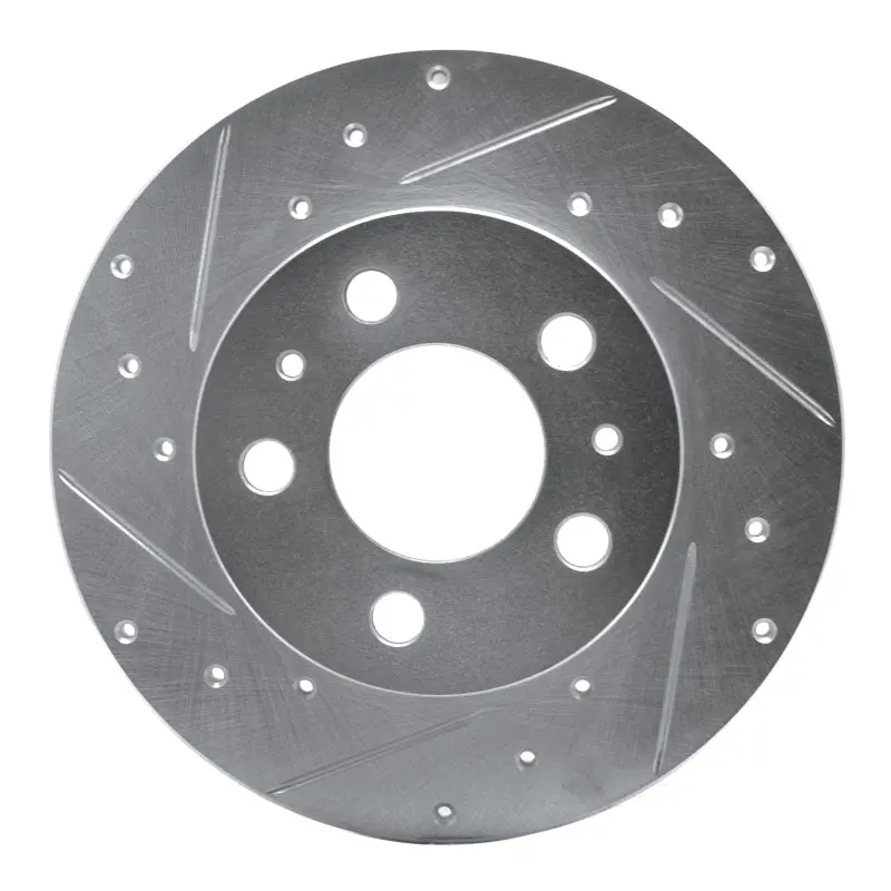 R1 67-72 Volvo 164 Front Right Drilled & Slotted Silver Brake Rotor 1